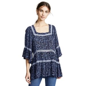 Free People Navy Floral Tunic